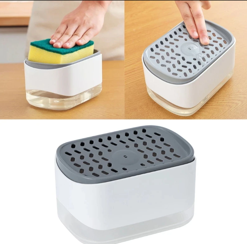 Диспенсер для моющего средства и губки Soap Dispenser / Дозатор на кухню с губкой 2в1 - фото 4 - id-p207134926