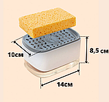 Диспенсер для моющего средства и губки Soap Dispenser / Дозатор на кухню с губкой 2в1, фото 7