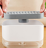 Диспенсер для моющего средства и губки Soap Dispenser / Дозатор на кухню с губкой 2в1, фото 8