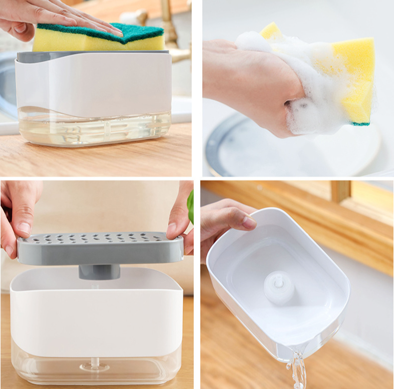 Диспенсер для моющего средства и губки Soap Dispenser / Дозатор на кухню с губкой 2в1 - фото 10 - id-p207134873