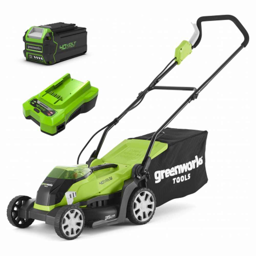 Аккумуляторная газонокосилка GreenWorks G40LM35K4 40В G-MAX DigiPro (в комплекте АКБ + Зарядное устройство)