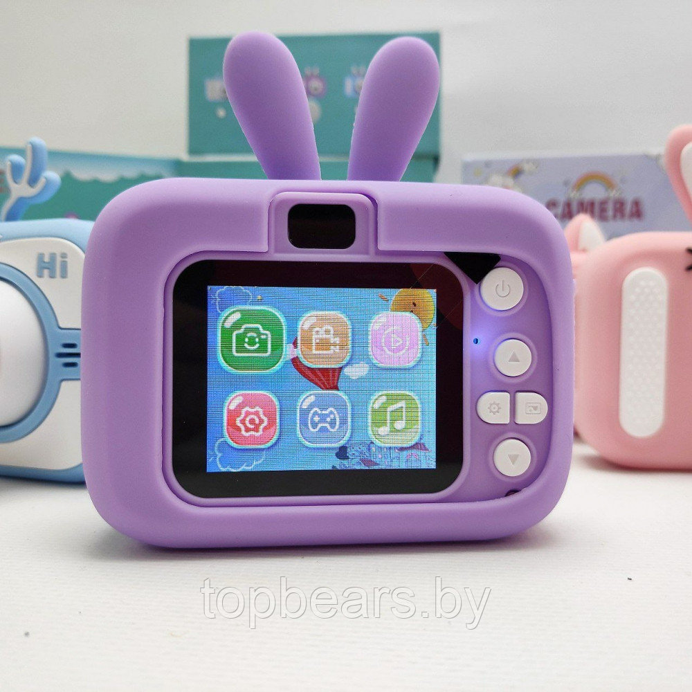 Детский цифровой мини фотоаппарат Childrens fun Camera (экран 2 дюйма, фото, видео, 5 встроенных игр) Розовый - фото 2 - id-p207133086
