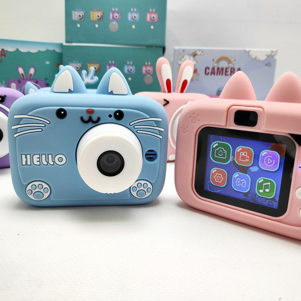 Детский цифровой мини фотоаппарат Childrens fun Camera (экран 2 дюйма, фото, видео, 5 встроенных игр) Розовый - фото 8 - id-p207134944