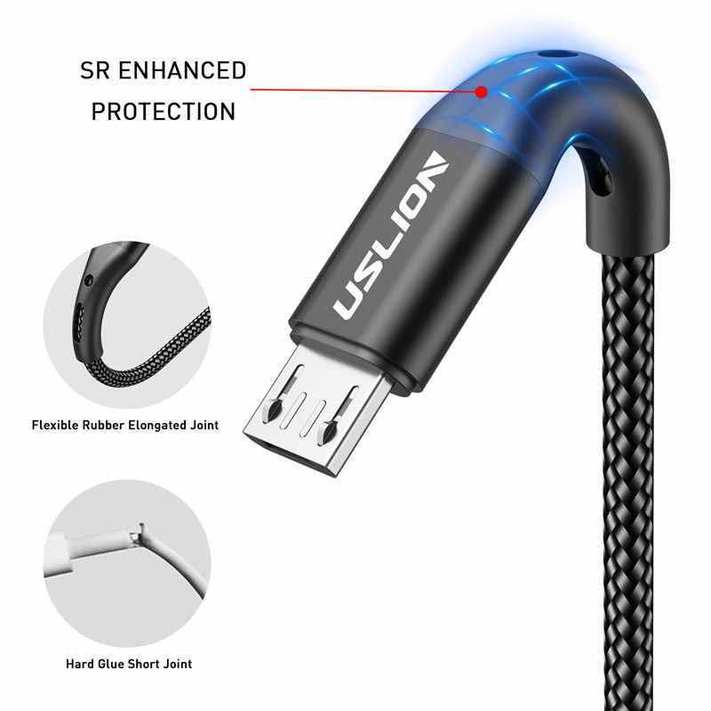 Зарядный USB дата кабель USLION MicroUSB для быстрой зарядки, 2.4A, 2м, черный 555092 - фото 2 - id-p207130844