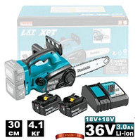 Пила цепная аккумуляторная Makita DUC302RF2 (18V+18V, 2 аккум. 3 А/ч, коробка)