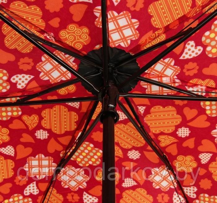 Зонт механический «Сердечки», 3 сложения, 7 спиц, R = 55 см, цвет красный - фото 3 - id-p76560785