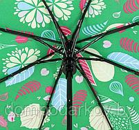 Зонт полуавтоматический «Осень», прорезиненная ручка, 3 сложения, 8 спиц, R = 55 см, цвет зелёный, фото 2
