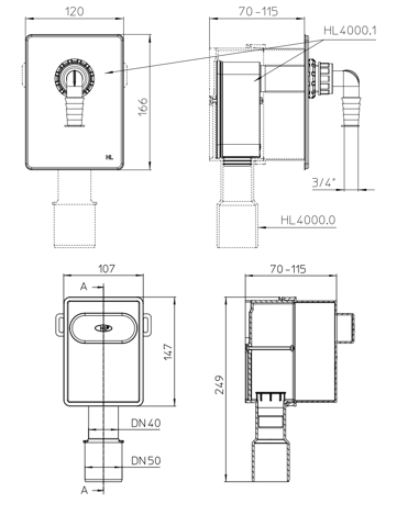 Встраиваемый сифонный блок для подключения 1-ой стиральной, посудомоечной или сушильной машины (Австрия) - фото 3 - id-p207143269