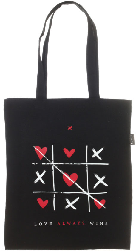 Шопер (сумка) Lorex Cotton с принтом 330*400 мм, Love Wins, черный - фото 2 - id-p207149627