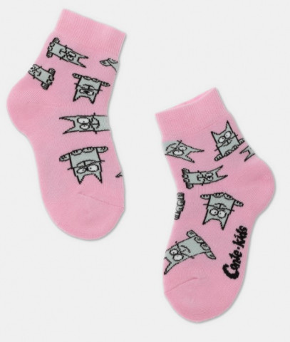 Носки детские махровые с рисунками Sof-Tiki Cats размер 12, светло-розовые - фото 1 - id-p207148608