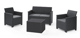 Комплект мебели "Elodie 2 seater Set" (2х местный диван, 2 кресла, столик), графит