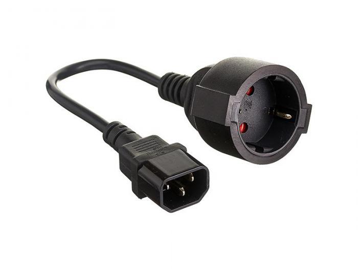 Кабель-переходник ExeGate Power EC-30P C14 - Евророзетка Schuko 0.15m Black EP280681RUS - фото 1 - id-p205480838