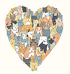 Сумка-авоська с фотопринтом Joy Textile 46*64*7 см, «Любовь котиков»
