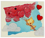 Открытка поздравительная ручной работы «Стильная открытка» 95*80 мм, «Котенок с шариками»