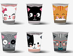 Набор одноразовой бумажной посуды Sima-Land «Кошки с ушками» (стаканы 6 шт.*250 мл)