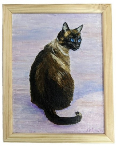 Картина Black Cat (Джонс А.С.) 18*24 см, картон, масло (живопись) - фото 1 - id-p207149374