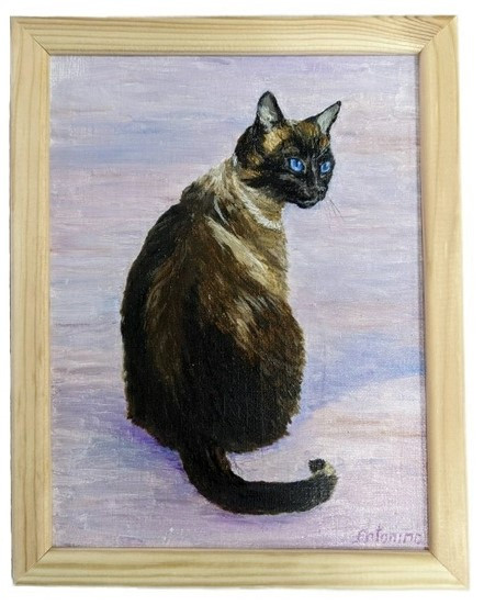 Картина Black Cat (Джонс А.С.) 18*24 см, картон, масло (живопись) - фото 2 - id-p207149374