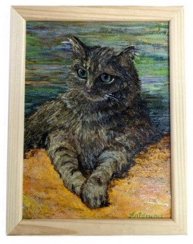 Картина «Тихий кот» (Джонс А.С.) 18*24 см, холст, масло (живопись)