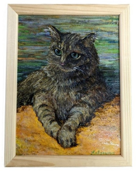 Картина «Тихий кот» (Джонс А.С.) 18*24 см, холст, масло (живопись) - фото 2 - id-p207149376