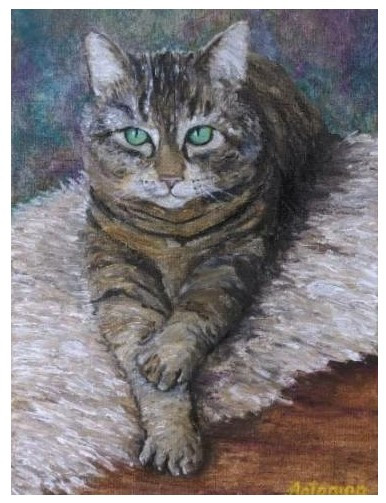 Картина «Кот на коврике» (Джонс А.С.) 18*24 см, холст, масло (живопись) - фото 2 - id-p207149378