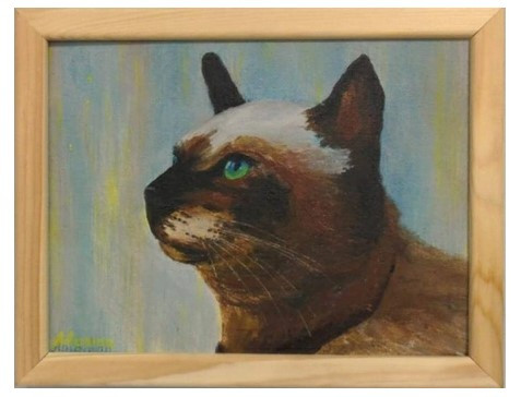 Картина «Серьезный кот» (Джонс А.С.) 18*24 см, холст, масло (живопись) - фото 1 - id-p207149382