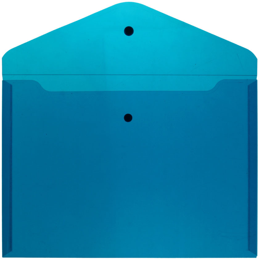 Папка-конверт пластиковая на кнопке Attache толщина пластика 0,18 мм, прозрачная синяя