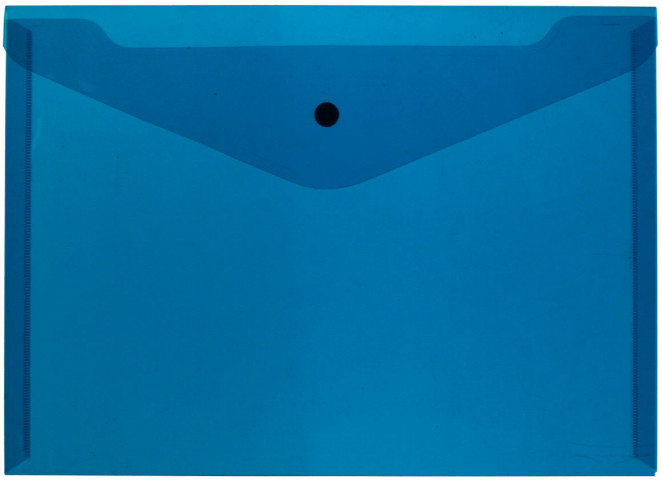 Папка-конверт пластиковая на кнопке Attache толщина пластика 0,18 мм, прозрачная синяя - фото 2 - id-p207149402