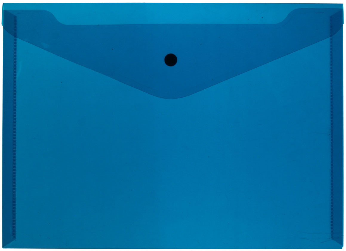 Папка-конверт пластиковая на кнопке Attache толщина пластика 0,18 мм, прозрачная синяя - фото 3 - id-p207149402