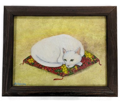 Картина «Японский кот» (Джонс А.С.) 18*24 см, холст, масло (живопись)