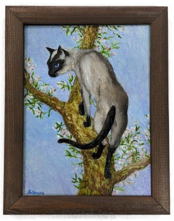 Картина «Сиамская кошка» (Джонс А.С.) 18*24 см, холст, масло (живопись)