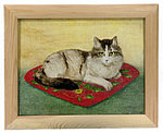 Картина «Кошка на подушке» (Джонс А.С.) 18*24 см, холст, масло (живопись)