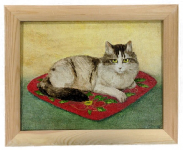 Картина «Кошка на подушке» (Джонс А.С.) 18*24 см, холст, масло (живопись) - фото 1 - id-p207149465