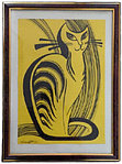 Картина «Желто-черная кошка» (Губаревич И.В.) 30*21 см, бумага, гелевая ручка, черный маркер