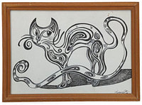 Картина «Игривая кошка» (Губаревич И.В.) 21*30 см, бумага, смешанная техника