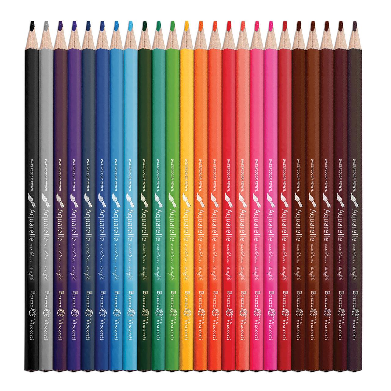 Карандаши цветные акварельные Bruno Visconti Aquarelle 24 цвета, в металлическом пенале