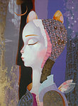Картина «Сфинкс-1» (Ткаченко В.В.) 50*37 см, фанера, стеклохолст, акрил, масло, искусственное золото