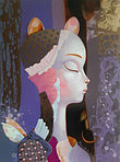 Картина «Сфинкс-2» (Ткаченко В.В.) 50*37 см, фанера, стеклохолст, акрил, масло, искусственное золото