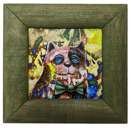 Картина «Кот в бабочке» (Кульша П.) 15*15 см, холст, акрил - фото 1 - id-p207149549
