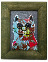 Картина «Бирюзовый кот 2» (Кульша П.) 25*15 см, холст, акрил