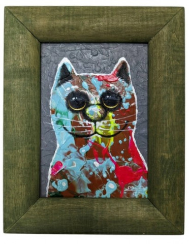 Картина «Бирюзовый кот 2» (Кульша П.) 25*15 см, холст, акрил - фото 1 - id-p207149551