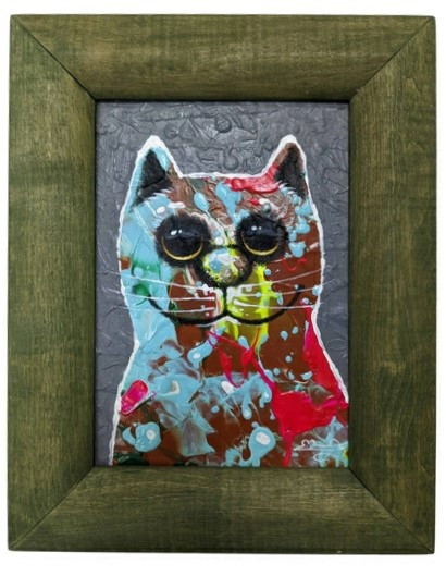 Картина «Бирюзовый кот 2» (Кульша П.) 25*15 см, холст, акрил - фото 2 - id-p207149551