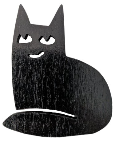 Магнит деревянный «Котик» (Марданов А.А.) 6*5 см, черный - фото 1 - id-p207149591