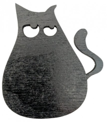 Магнит деревянный «Котик» (Марданов А.А.) 6,8*6,8 см, черный - фото 1 - id-p207149592