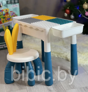 Детский конструктор игровой столик со стулом для детей малышей развивающий, большие детали для ребенка - фото 3 - id-p207189187