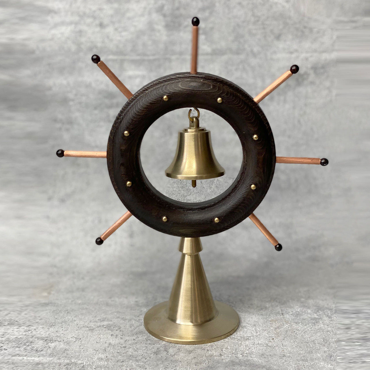 Штурвал корабельный с колоколом декоративный, старинный