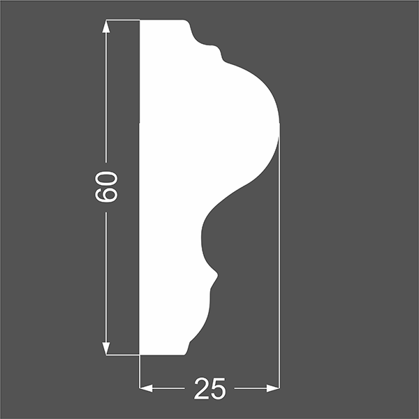 Молдинг настенный МДФ грунтованный под покраску М 6.60.25 Ликорн 60×25 мм - фото 2 - id-p207234916