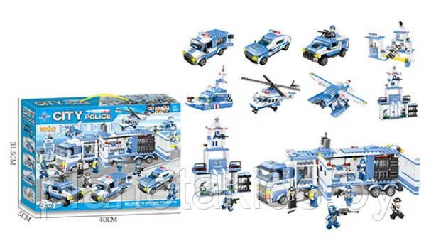 Конструктор Полицейский участок (Мобильный командный центр) 8 в 1, 1122 дет, аналог LEGO (Лего), арт. lx.a322