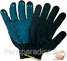 Перчатки трикотажные хлопчатобумажные, 7,5 класс вязки, 5 нитей, с ПВХ покрытием Точка, черные