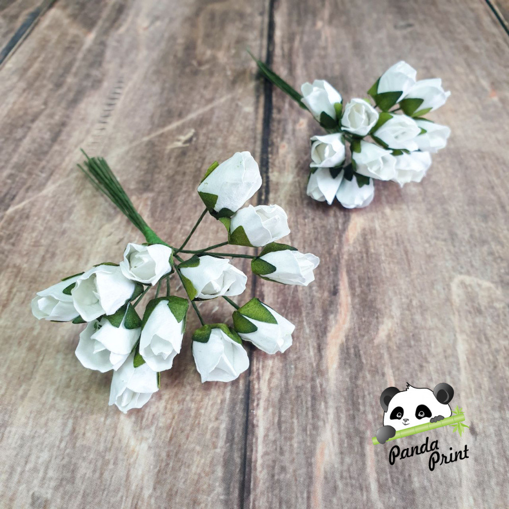 Роза белая мелкая декоративная 10 см, 12 шт - фото 2 - id-p207173566