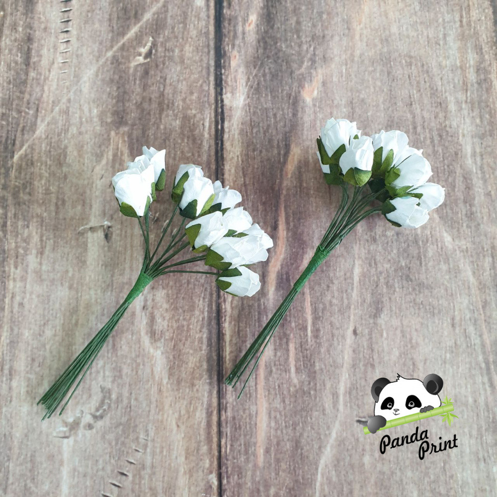 Роза белая мелкая декоративная 10 см, 12 шт - фото 3 - id-p207173566